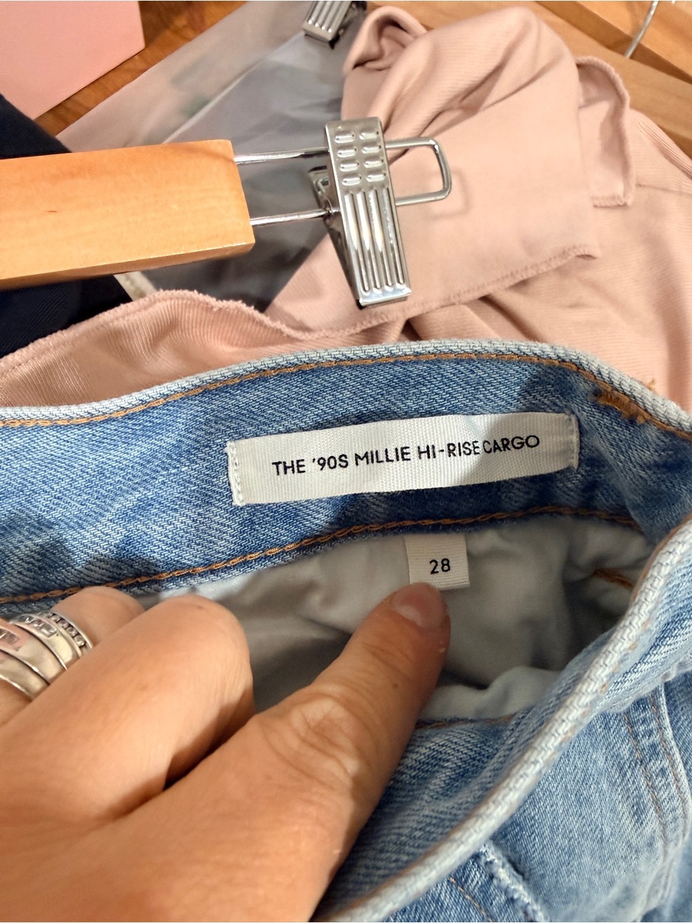 Denim Forum Light Blue Cargo Wide-Leg Jeans 90’s Millie Hi-Rise Cargo - Picture 7 of 8